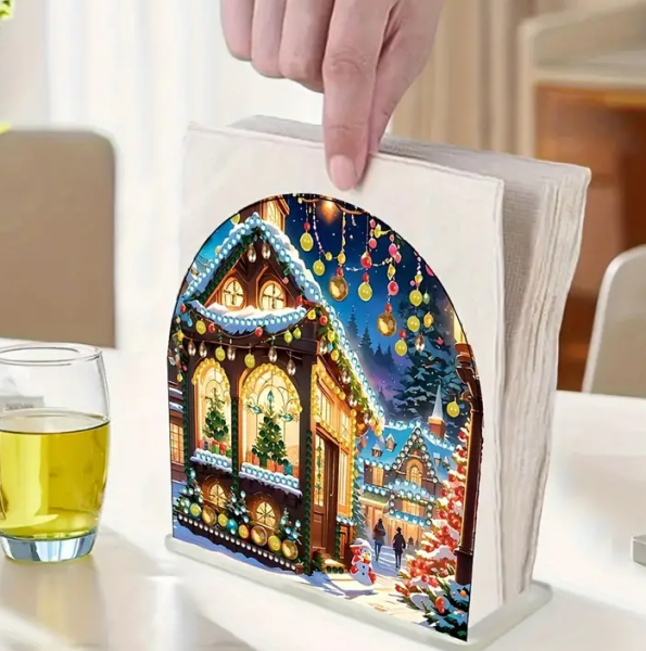 Diamond Painting  5D-Serviettenhalter-Weihnachtshaus